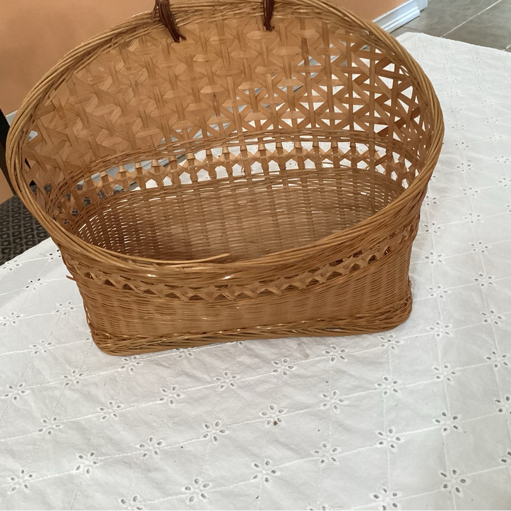 Handwoven Wicker Storage Basket with Carry Handle - Natural Brown - Picture 8 of 12